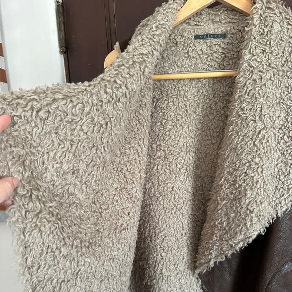 VELVET by GRAHAM & SPENCER | Faux Shearling Sherpa Drape Front Vest | Size Small - Picture 4 of 5
